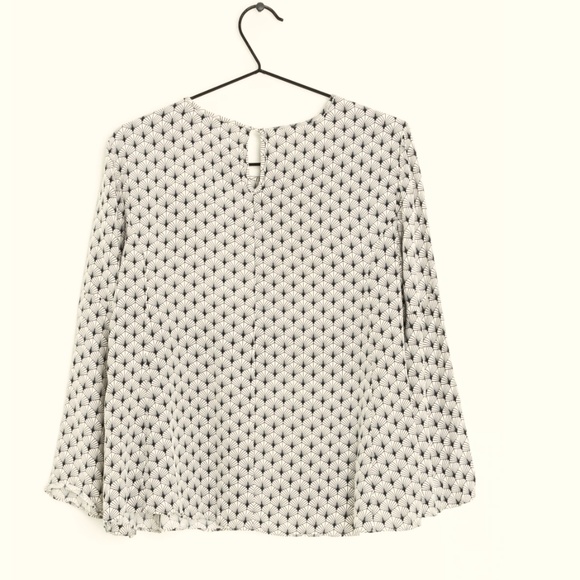 PART TWO Garzia Beige & Black Floral Print 3/4 Trumpet Sleeve Summer Blouse Sz36 - Picture 8 of 10